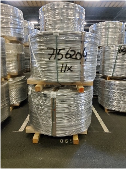 Aluminium coils arranged for stock inspection